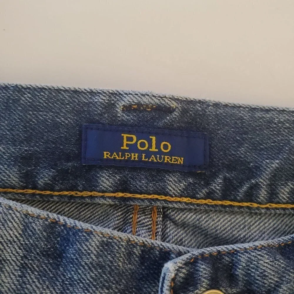 Polo Ralph Lauren‎ Varick Slim Straight Jeans 34x32 Actual 34x30 Paint Splatter